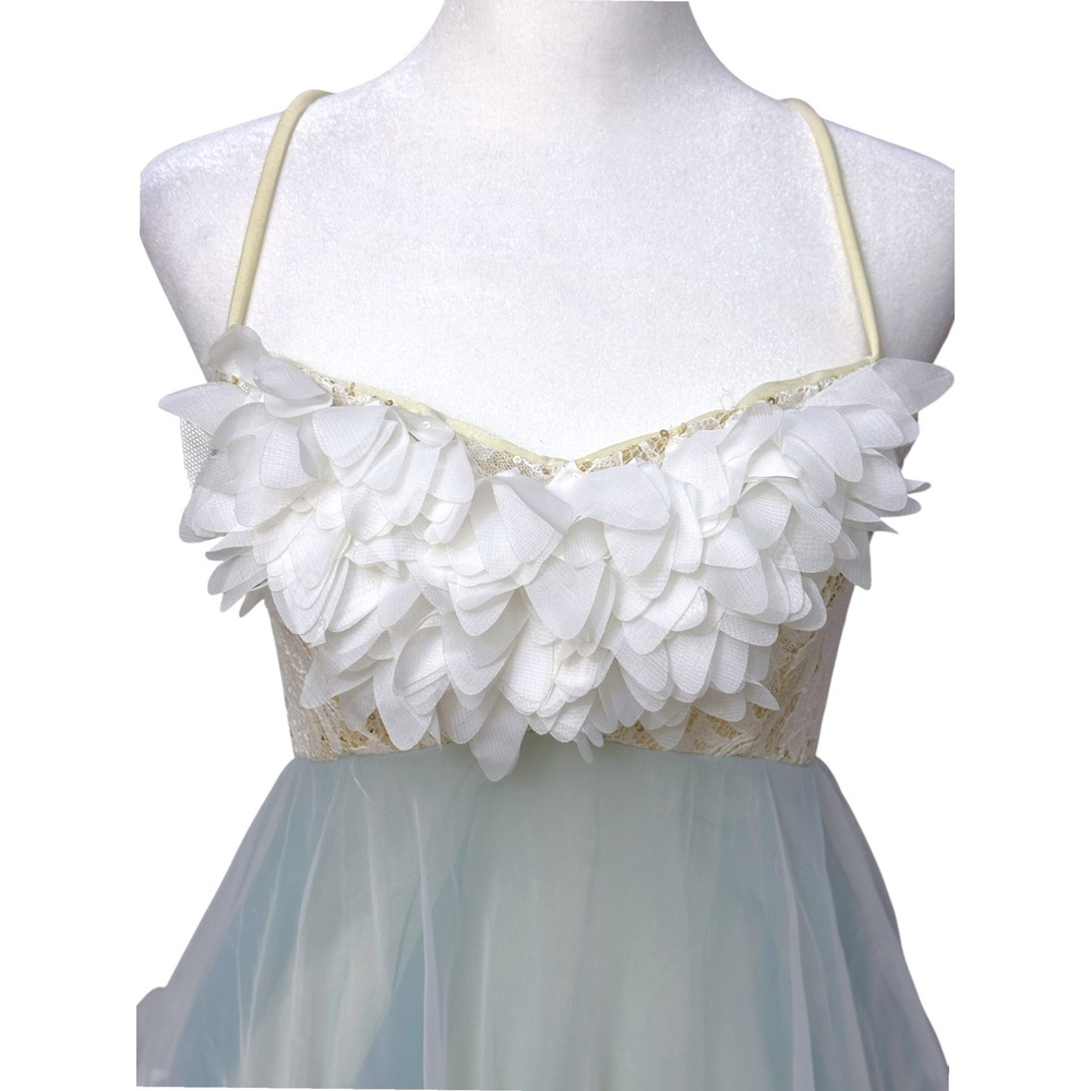 Curtain Call Dance Costume Womens ASM White Blue Lace Petal Lyrical Ballet Fairy - Picture 3 of 16